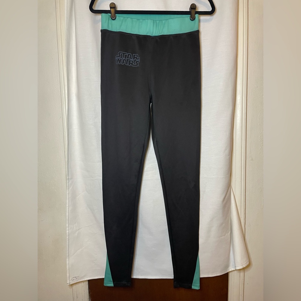 NWOT Star Wars By Her Universe Black Leggings w Teal Accent, Band & Logo Size M